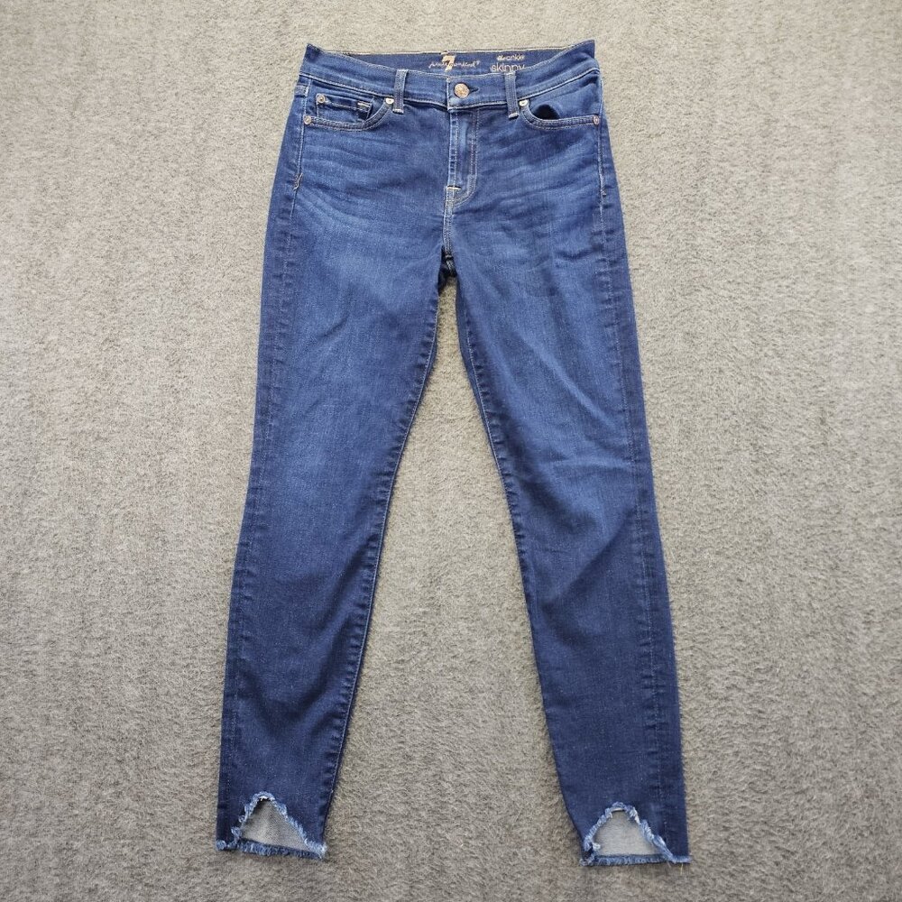 7 For All Mankind Jeans Womens 27 Blue The Ankle Skinny Stretch Mid Rise